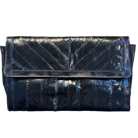 Vintage Black Eel skin clutch - Picture 2 of 8